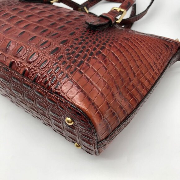 Brahmin Pecan Melbourne Croc Embossed Leather Asher Convertible Satchel - Picture 8 of 10